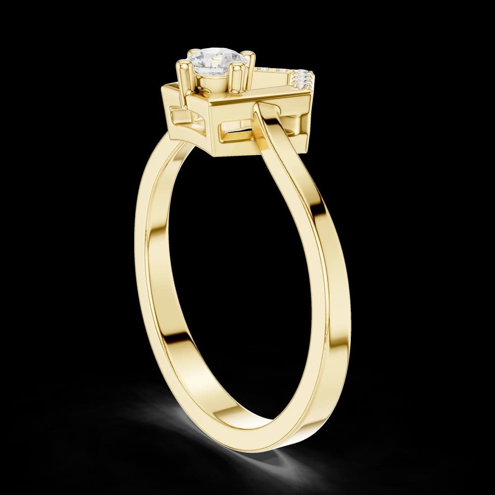 Pentagon Arch Round Lab Grown Diamond Ring - Image 4 Pentagon Arch Round Lab Grown Diamond Ring, view 4 of 6