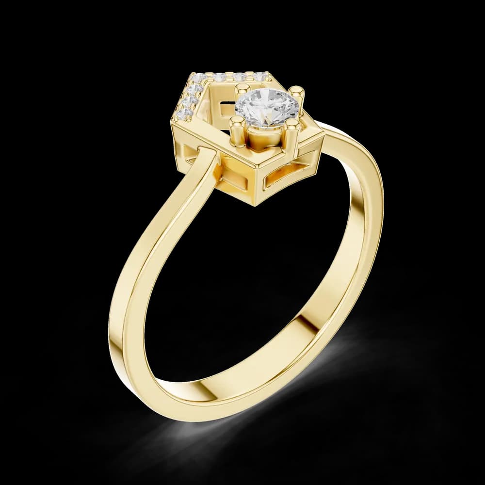 Pentagon Arch Round Lab Grown Diamond Ring - Image 5 Pentagon Arch Round Lab Grown Diamond Ring, view 5 of 6