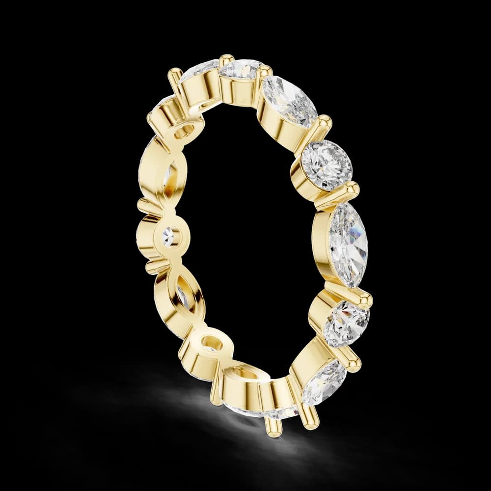 Round & Marquise Lab Grown Diamond Station Ring - Image 1 Round & Marquise Lab Grown Diamond Station Ring, view 1 of 2