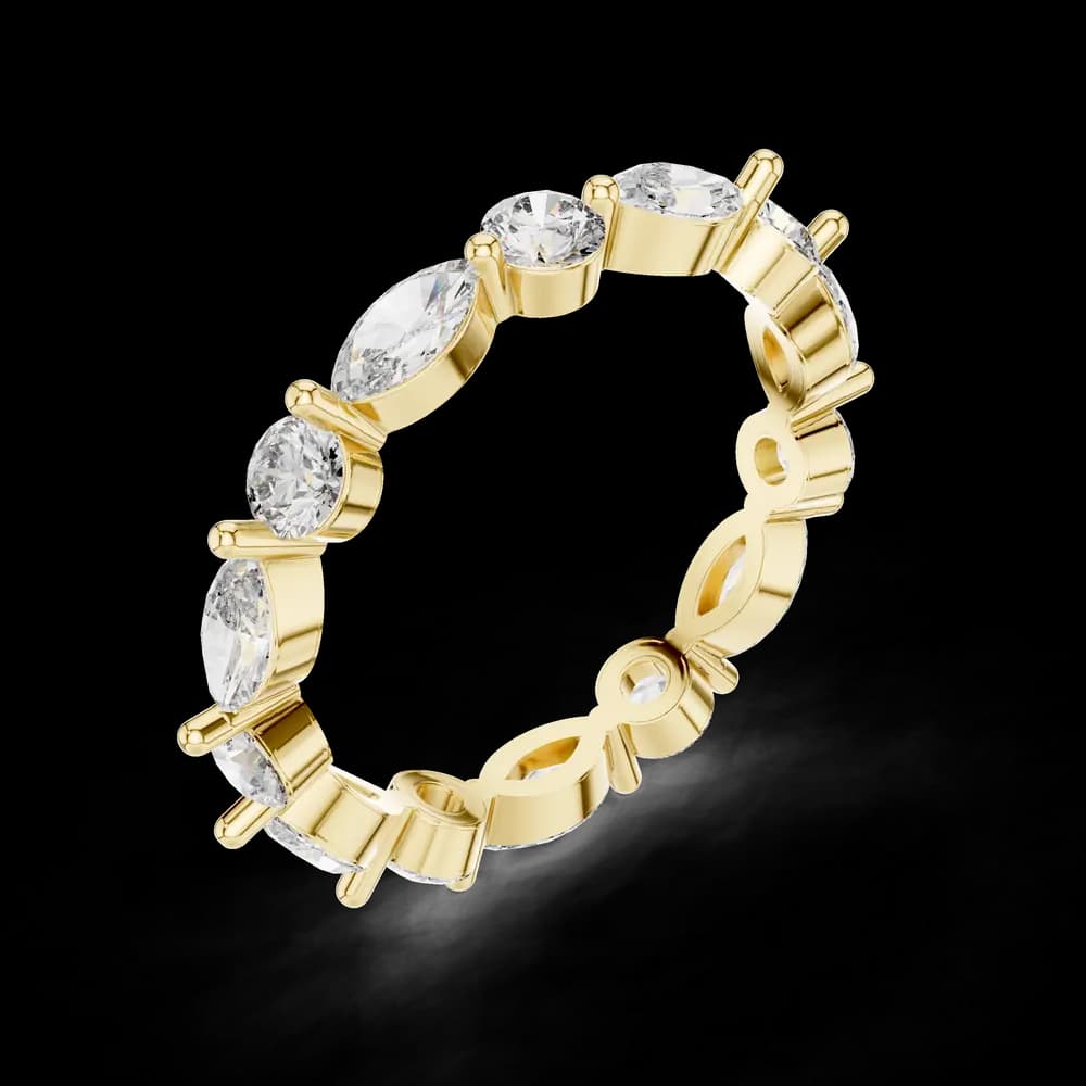 Round & Marquise Lab Grown Diamond Station Ring - Image 2 Round & Marquise Lab Grown Diamond Station Ring, view 2 of 2