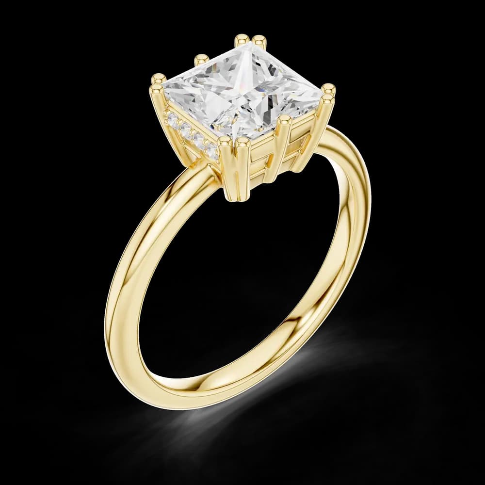 Minimalist Princess Cut Solitaire Lab Grown Diamond Ring - Image 5 Minimalist Princess Cut Solitaire Lab Grown Diamond Ring, view 5 of 6