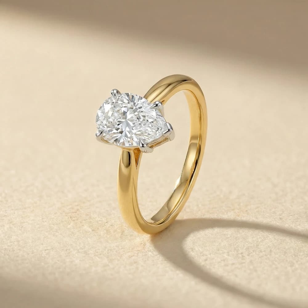 Elegant Pear Solitaire Lab Grown Diamond Ring - Image 2 Elegant Pear Solitaire Lab Grown Diamond Ring, view 2 of 2