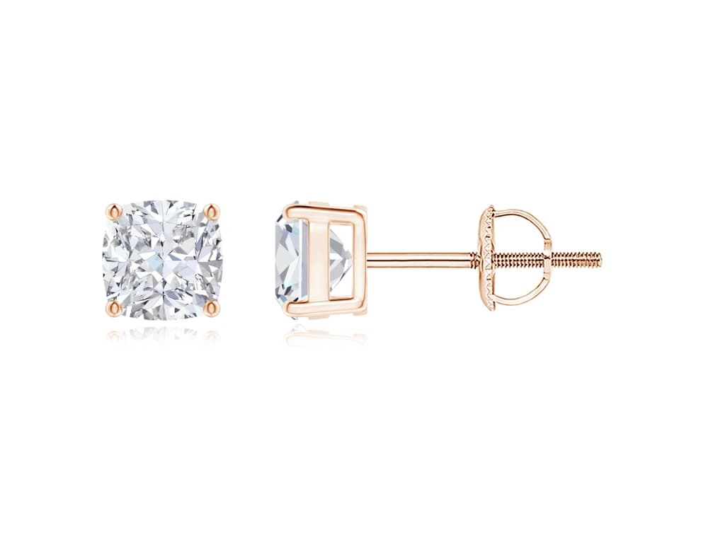 Cushion Cut Solitaire Studs - Image 2 Cushion Cut Solitaire Studs, view 2 of 3