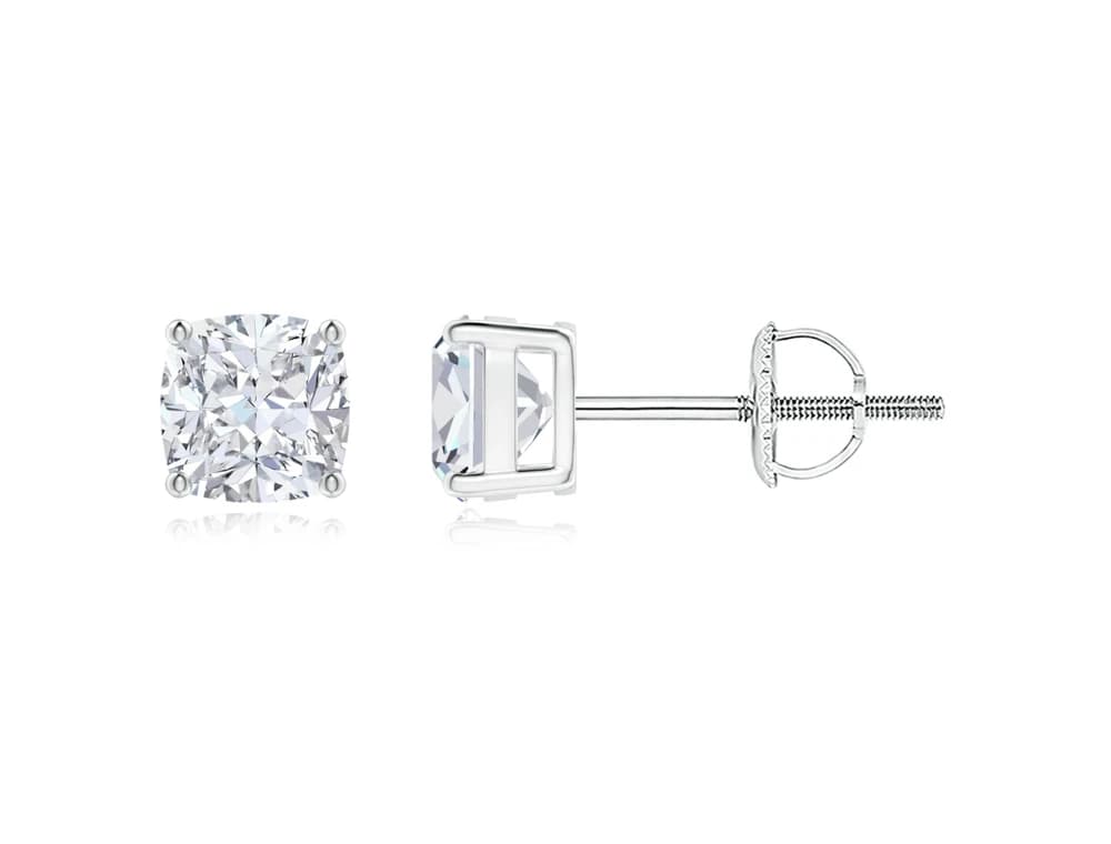 Cushion Cut Solitaire Studs - Image 3 Cushion Cut Solitaire Studs, view 3 of 3