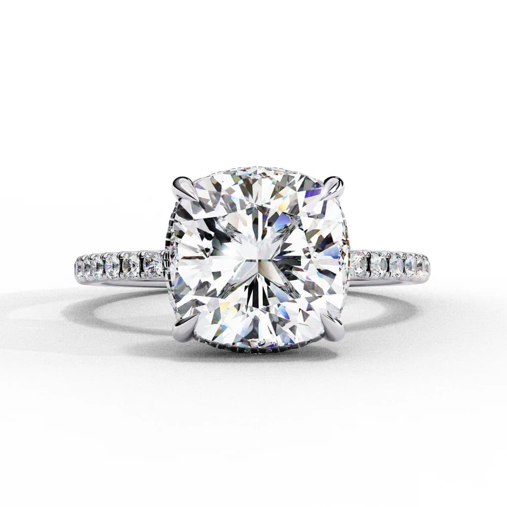 Eternal Glow-Cushion-Cut with Hidden Halo Lab Grown Diamond Ring - Image 1 Eternal Glow-Cushion-Cut with Hidden Halo Lab Grown Diamond Ring, view 1 of 8