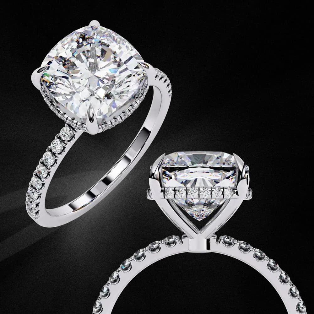 Eternal Glow-Cushion-Cut with Hidden Halo Lab Grown Diamond Ring - Image 7 Eternal Glow-Cushion-Cut with Hidden Halo Lab Grown Diamond Ring, view 7 of 8