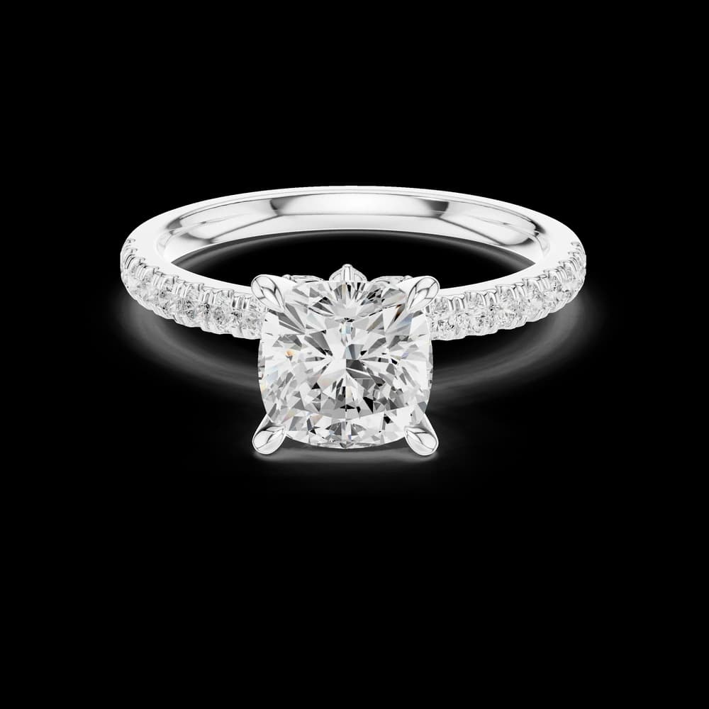 Cushion Cut Pavé Band Lab Grown Diamond Ring - Image 2 Cushion Cut Pavé Band Lab Grown Diamond Ring, view 2 of 6