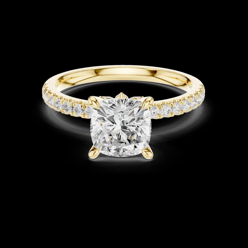 Cushion Cut Pavé Band Lab Grown Diamond Ring - Image 3 Cushion Cut Pavé Band Lab Grown Diamond Ring, view 3 of 6