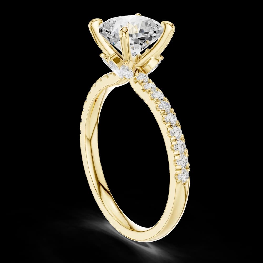 Cushion Cut Pavé Band Lab Grown Diamond Ring - Image 4 Cushion Cut Pavé Band Lab Grown Diamond Ring, view 4 of 6