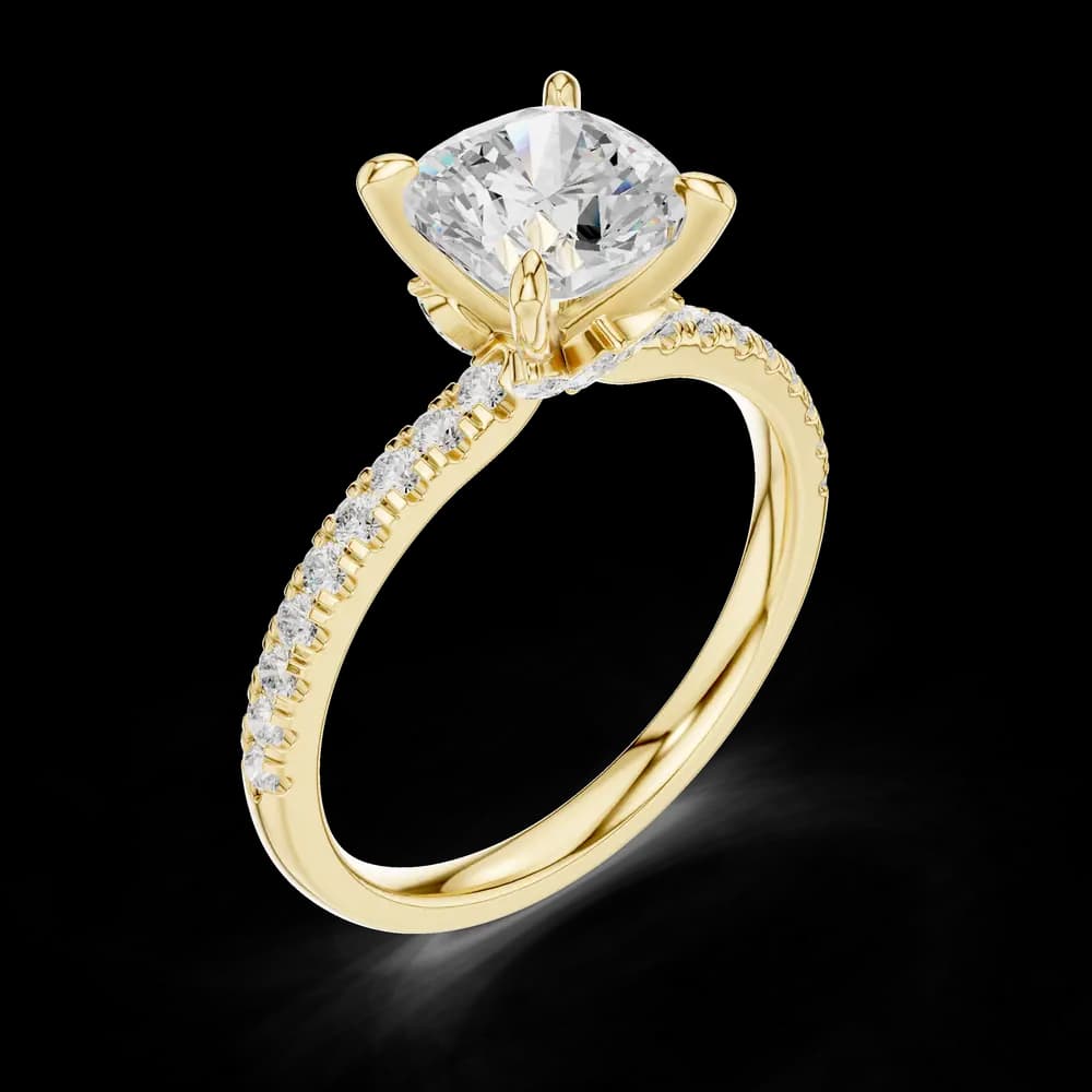 Cushion Cut Pavé Band Lab Grown Diamond Ring - Image 5 Cushion Cut Pavé Band Lab Grown Diamond Ring, view 5 of 6