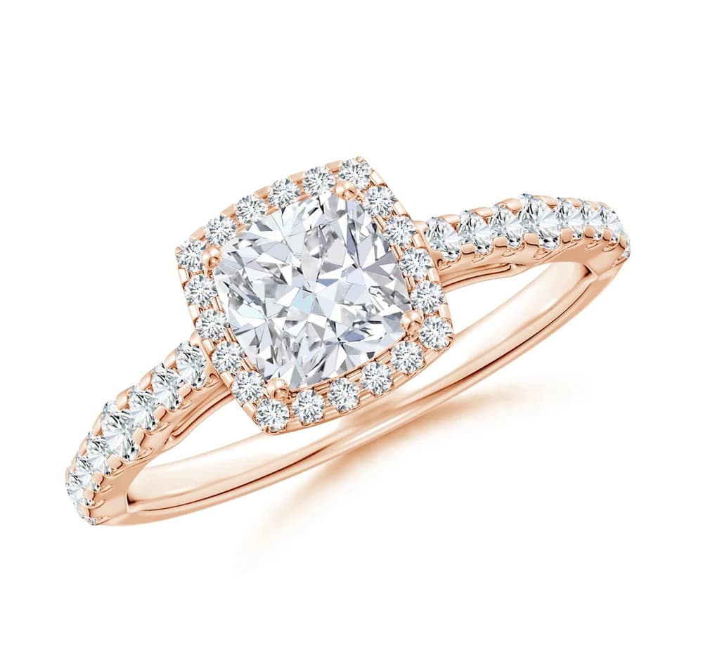 Square Halo Cushion Pave Lab Grown Diamond Ring - Image 1 Square Halo Cushion Pave Lab Grown Diamond Ring, view 1 of 4