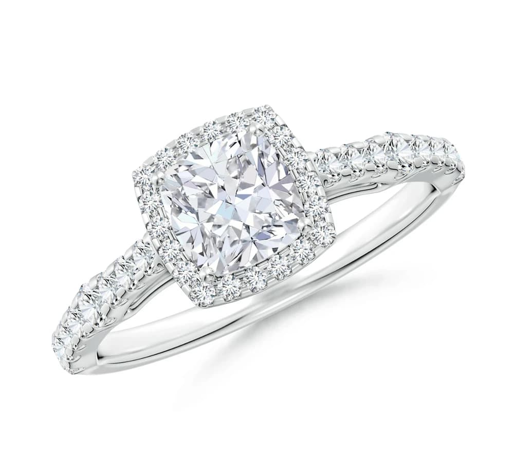 Square Halo Cushion Pave Lab Grown Diamond Ring - Image 2 Square Halo Cushion Pave Lab Grown Diamond Ring, view 2 of 4