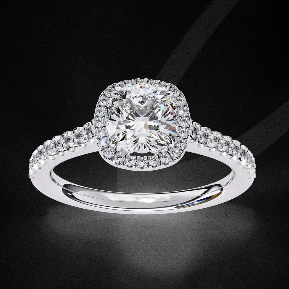 The Kacey Cushion Halo Cathedral Lab Grown Diamond Engagement Ring - Image 9 The Kacey Cushion Halo Cathedral Lab Grown Diamond Engagement Ring, view 9 of 12