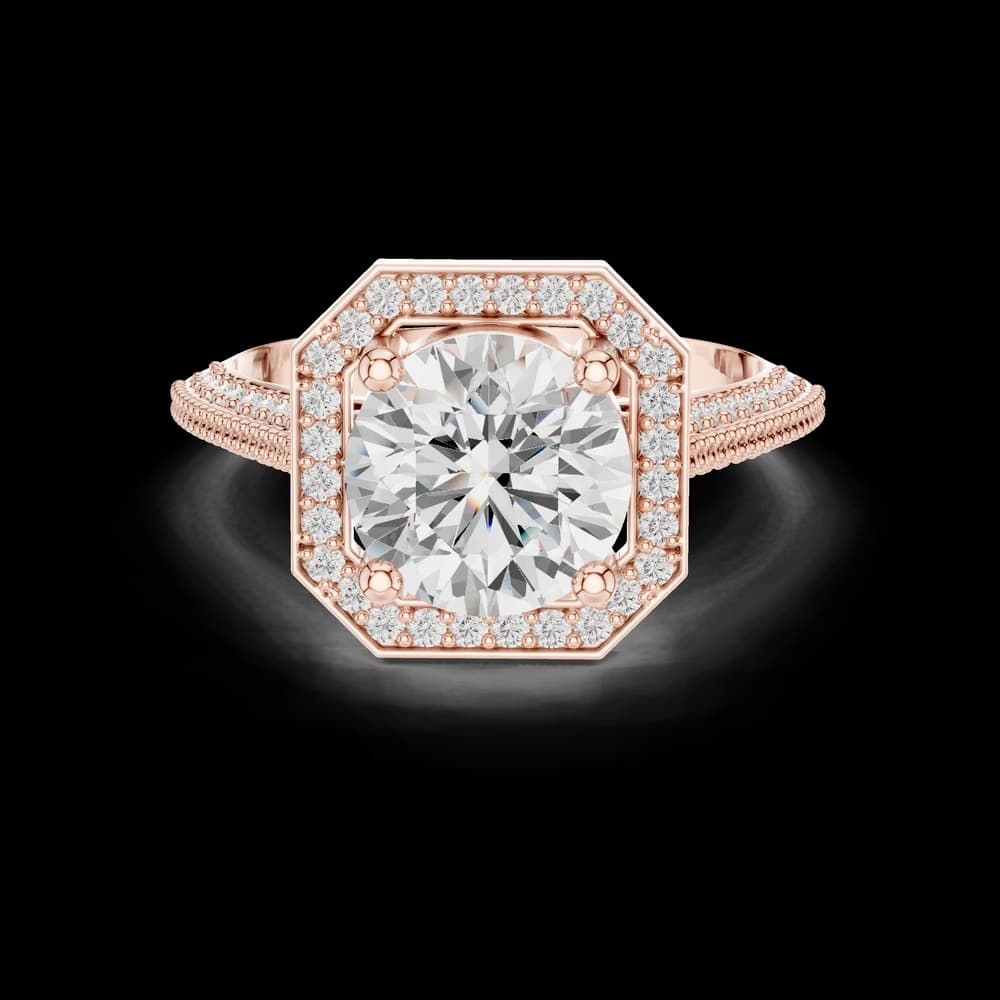 Round Halo Lab Grown Diamond Ring - Image 1 Round Halo Lab Grown Diamond Ring, view 1 of 6