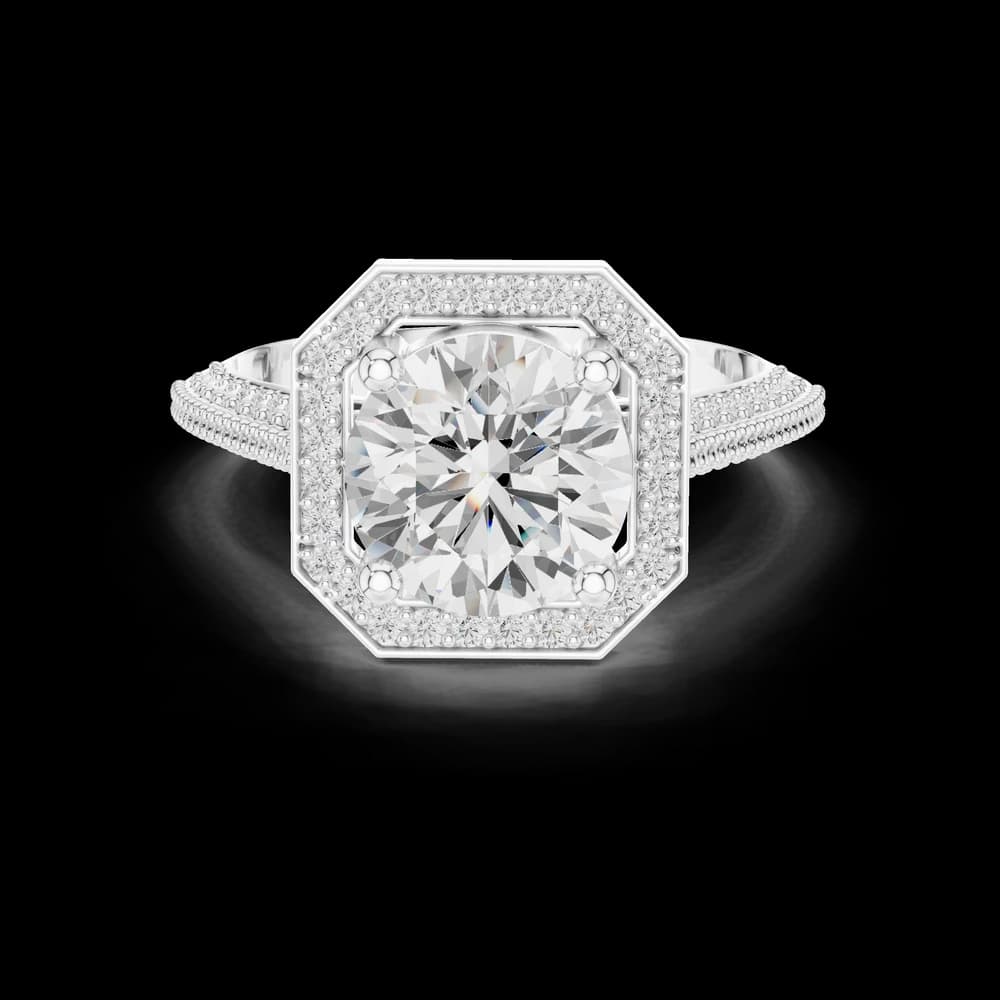 Round Halo Lab Grown Diamond Ring - Image 2 Round Halo Lab Grown Diamond Ring, view 2 of 6