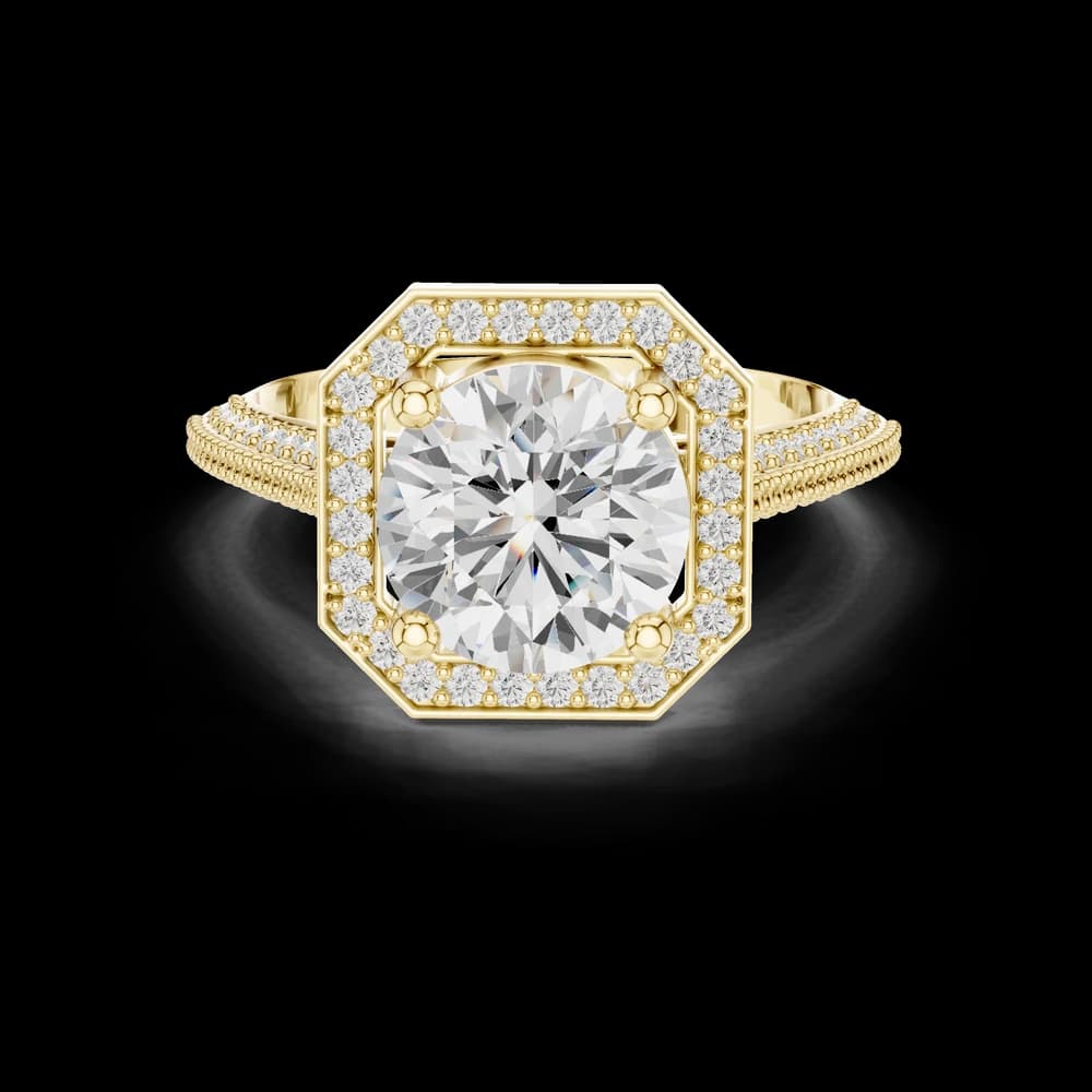 Round Halo Lab Grown Diamond Ring - Image 3 Round Halo Lab Grown Diamond Ring, view 3 of 6