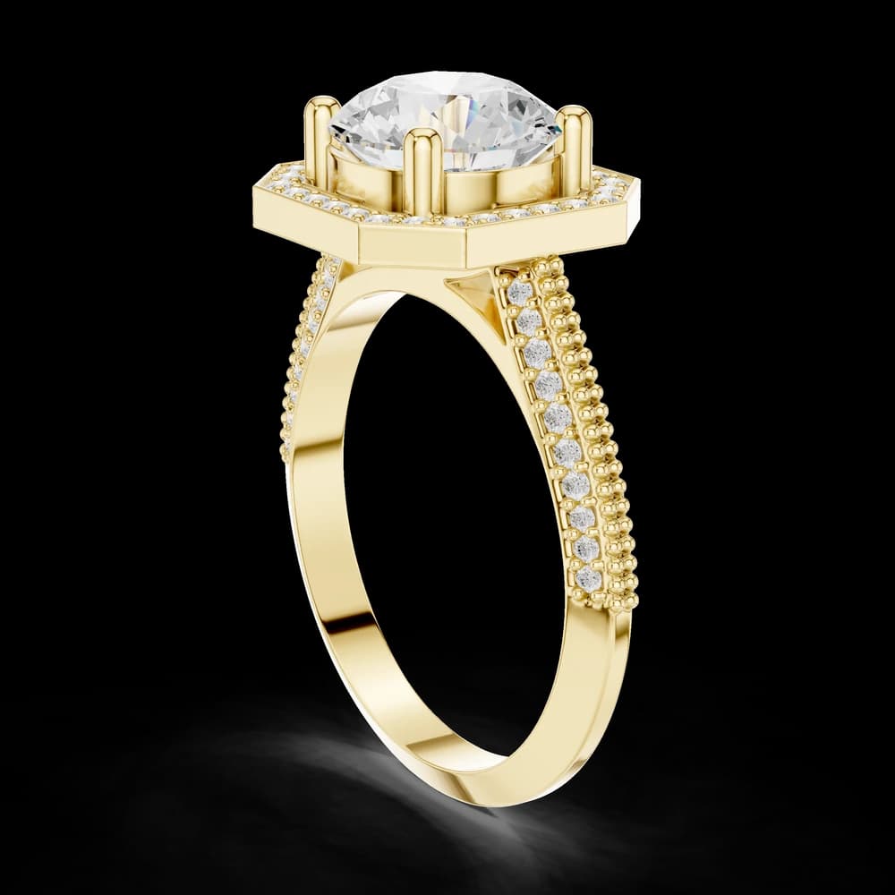 Round Halo Lab Grown Diamond Ring - Image 4 Round Halo Lab Grown Diamond Ring, view 4 of 6