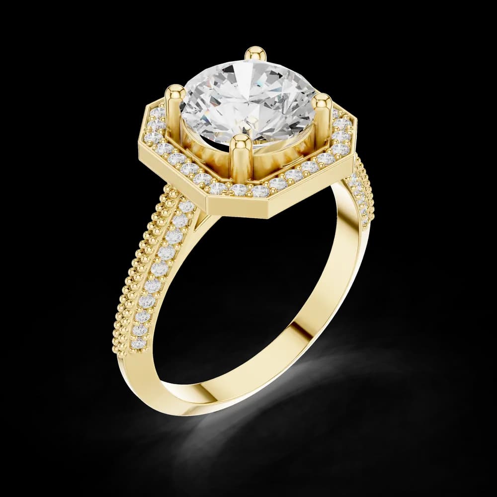 Round Halo Lab Grown Diamond Ring - Image 5 Round Halo Lab Grown Diamond Ring, view 5 of 6