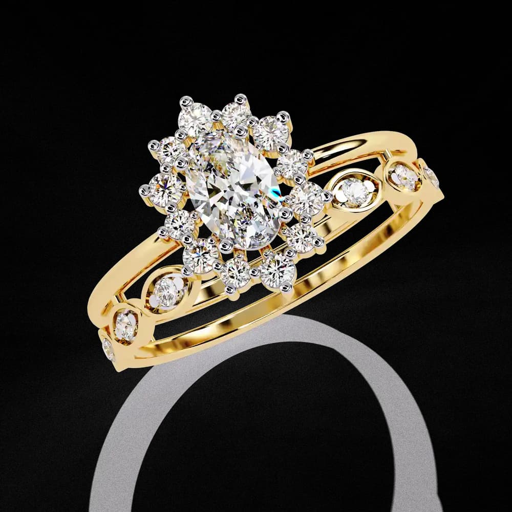 Dainty Oval and Lab Grown Halo Diamond Ring - Image 1 Dainty Oval and Lab Grown Halo Diamond Ring, view 1 of 4