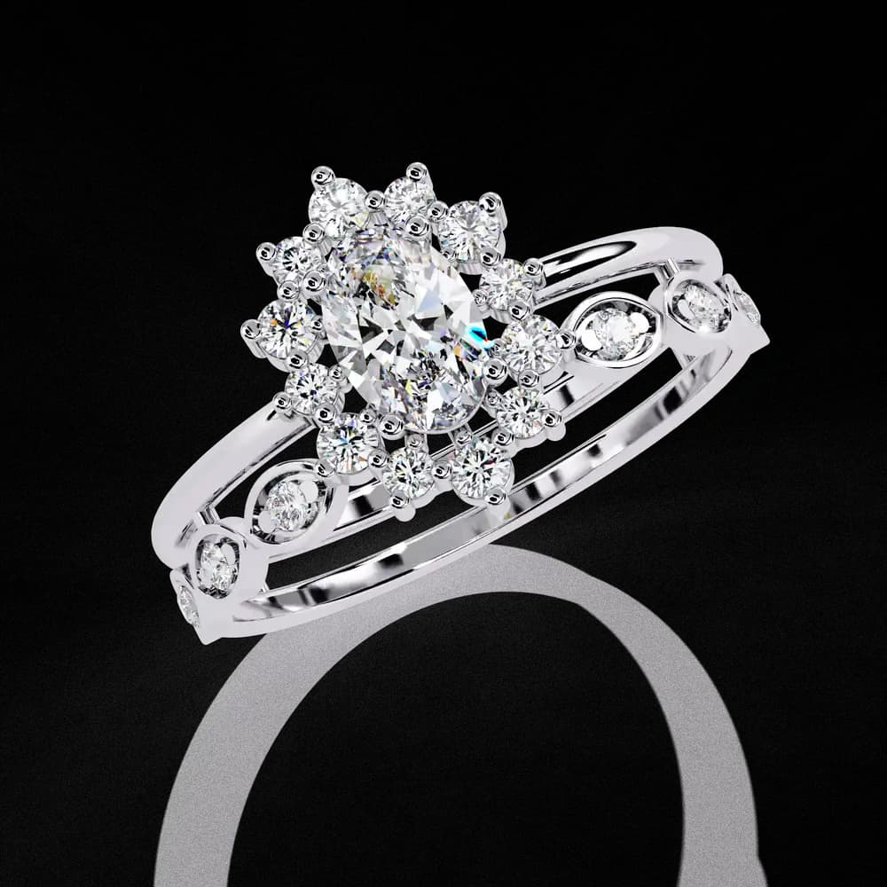 Dainty Oval and Lab Grown Halo Diamond Ring - Image 2 Dainty Oval and Lab Grown Halo Diamond Ring, view 2 of 4