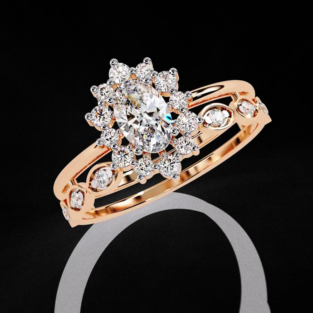 Dainty Oval and Lab Grown Halo Diamond Ring - Image 3 Dainty Oval and Lab Grown Halo Diamond Ring, view 3 of 4