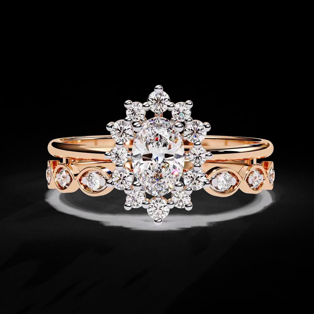 Dainty Oval and Lab Grown Halo Diamond Ring - Image 4 Dainty Oval and Lab Grown Halo Diamond Ring, view 4 of 4