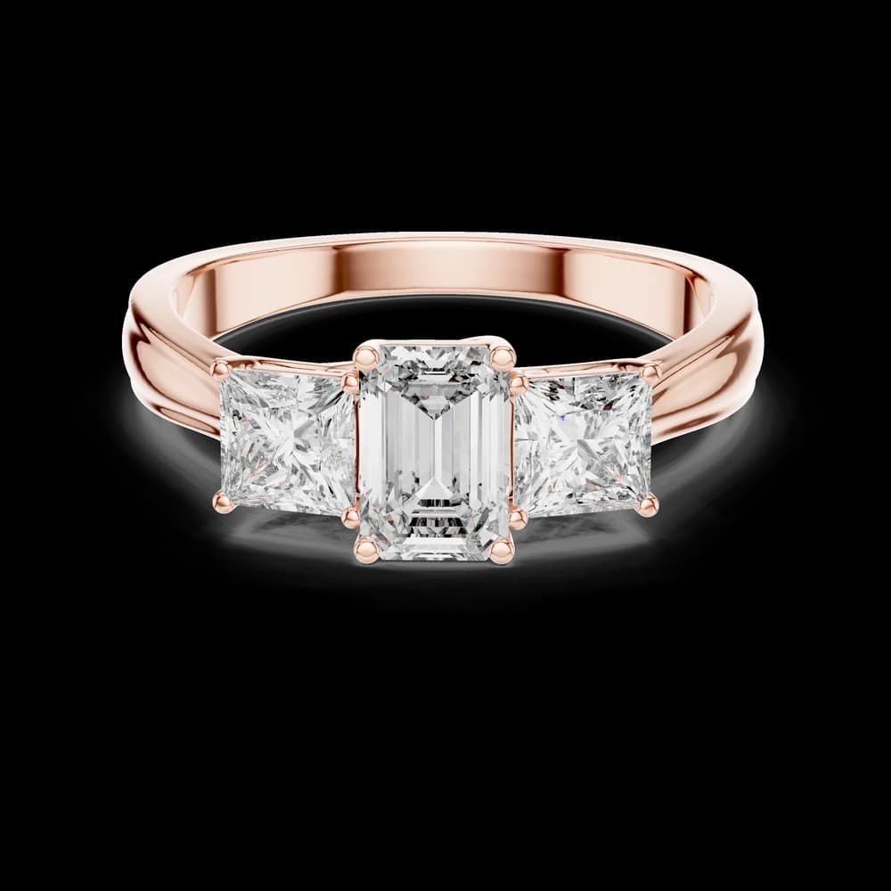 Sophisticated Emerald Three Stone Lab Grown Ring - Image 1 Sophisticated Emerald Three Stone Lab Grown Ring, view 1 of 4
