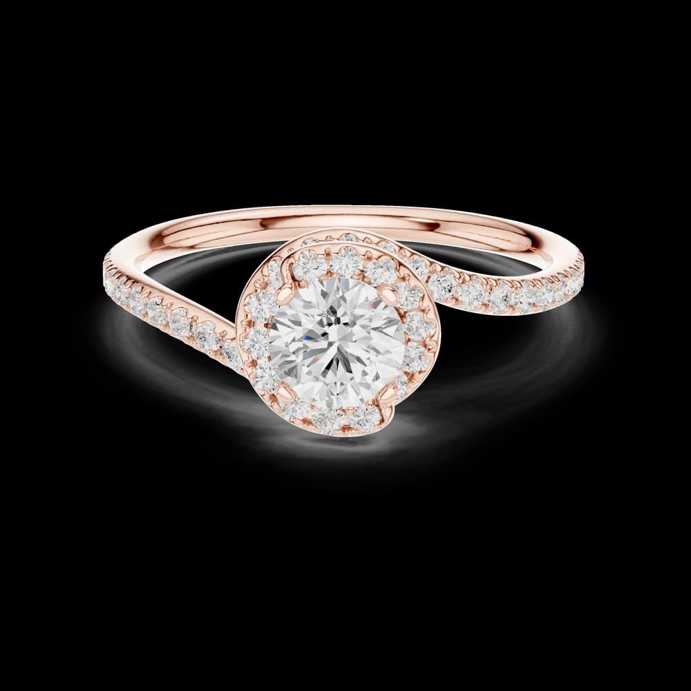 Round Solitaire Halo Bypass Pavé Lab Grown Diamond Ring - Image 1 Round Solitaire Halo Bypass Pavé Lab Grown Diamond Ring, view 1 of 1