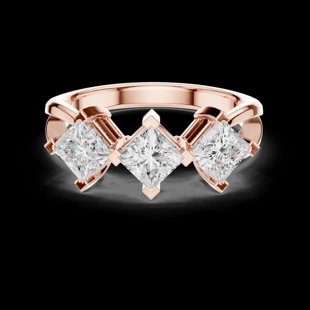 Three Stone Princess Cut Kite Set Lab Grown Diamond Ring - Image 1 Three Stone Princess Cut Kite Set Lab Grown Diamond Ring, view 1 of 6