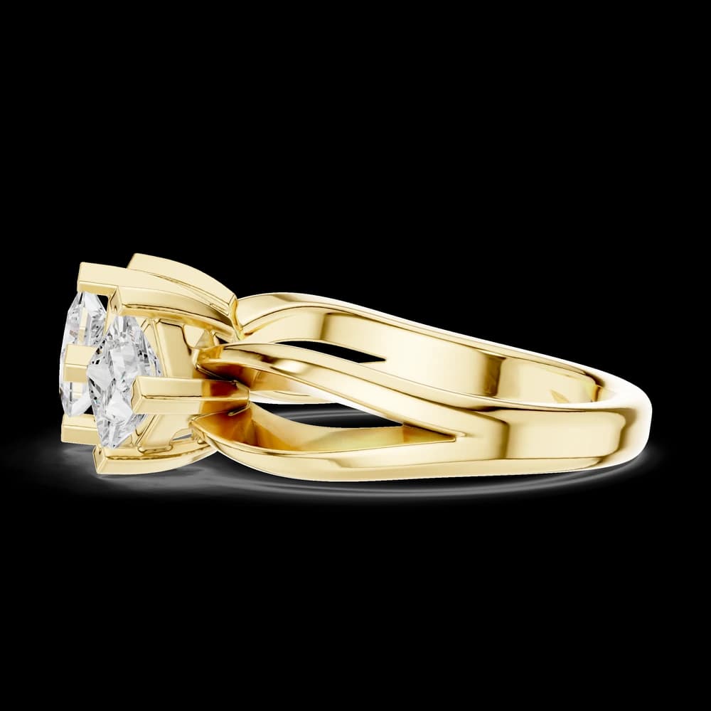 Three Stone Princess Cut Kite Set Lab Grown Diamond Ring - Image 6 Three Stone Princess Cut Kite Set Lab Grown Diamond Ring, view 6 of 6