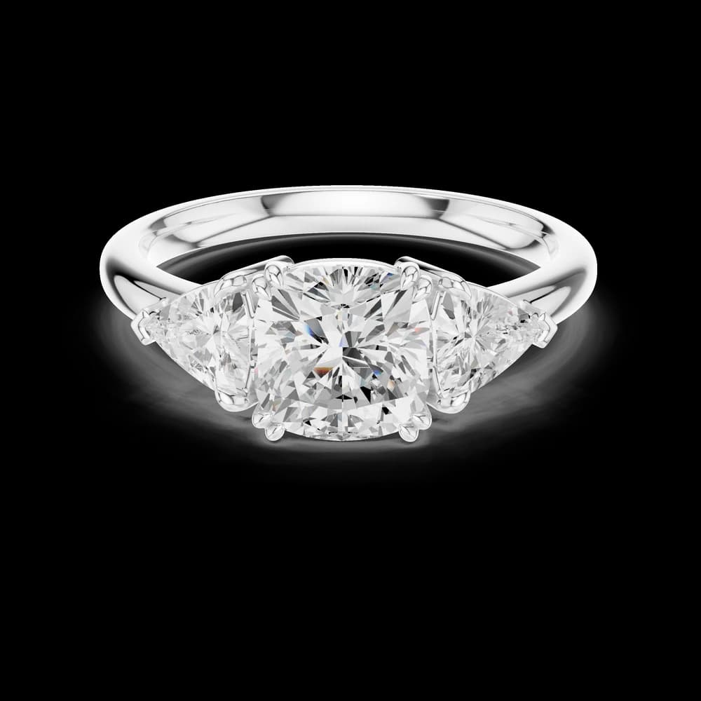 Cushion Trillion 3-Stone Solitaire Ring - Image 2 Cushion Trillion 3-Stone Solitaire Ring, view 2 of 6