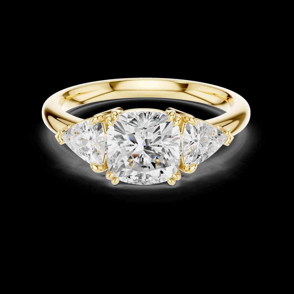 Cushion Trillion 3-Stone Solitaire Ring - Image 3 Cushion Trillion 3-Stone Solitaire Ring, view 3 of 6