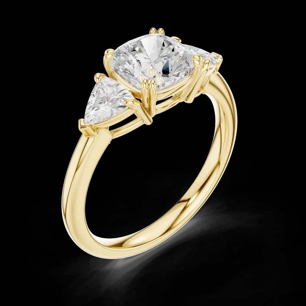 Cushion Trillion 3-Stone Solitaire Ring - Image 5 Cushion Trillion 3-Stone Solitaire Ring, view 5 of 6