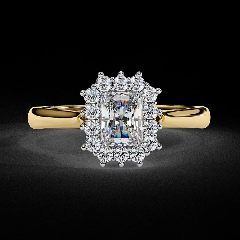 Sparkling Radiant Halo Lab Grown Diamond Ring - Image 1 Sparkling Radiant Halo Lab Grown Diamond Ring, view 1 of 4