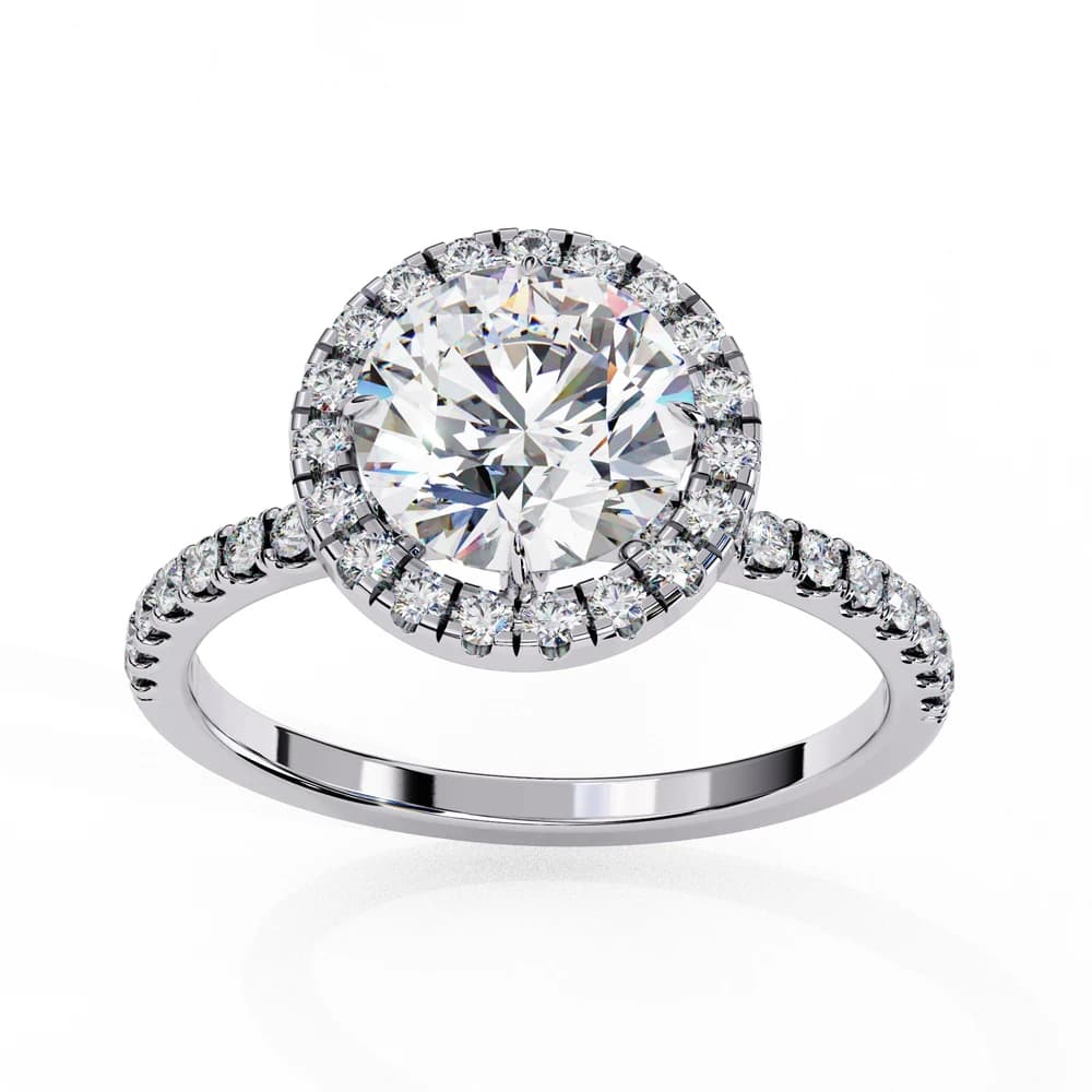 Dazzling Halo Ring with Lab Grown Diamond Accents - Image 12 Dazzling Halo Ring with Lab Grown Diamond Accents, view 12 of 12