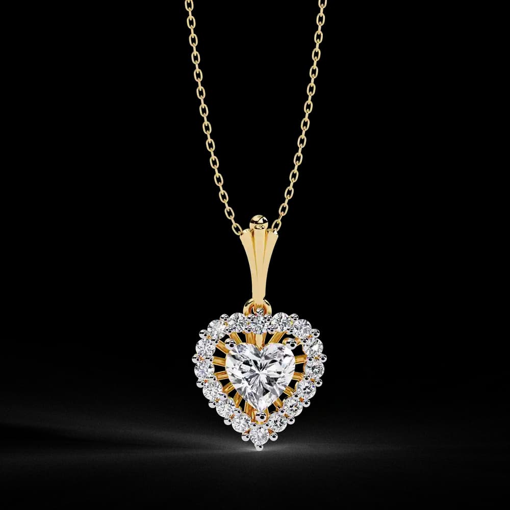 Dazzling Heart Halo Lab Grown Diamond Necklace - Image 1 Dazzling Heart Halo Lab Grown Diamond Necklace, view 1 of 4