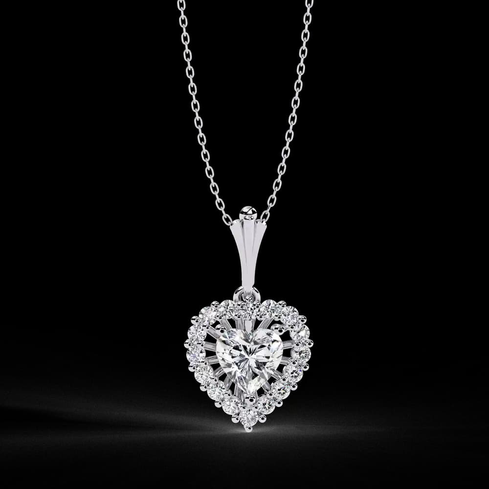 Dazzling Heart Halo Lab Grown Diamond Necklace - Image 2 Dazzling Heart Halo Lab Grown Diamond Necklace, view 2 of 4