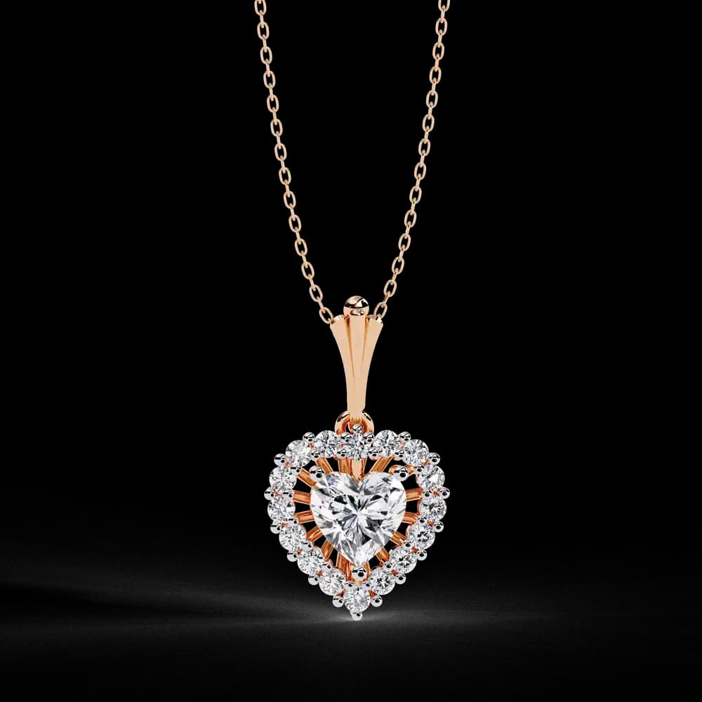 Dazzling Heart Halo Lab Grown Diamond Necklace - Image 4 Dazzling Heart Halo Lab Grown Diamond Necklace, view 4 of 4
