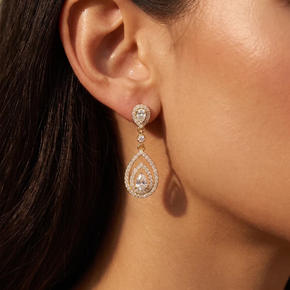 Dazzling Leaf lab grown diamond earring - Image 1 Dazzling Leaf lab grown diamond earring, view 1 of 7