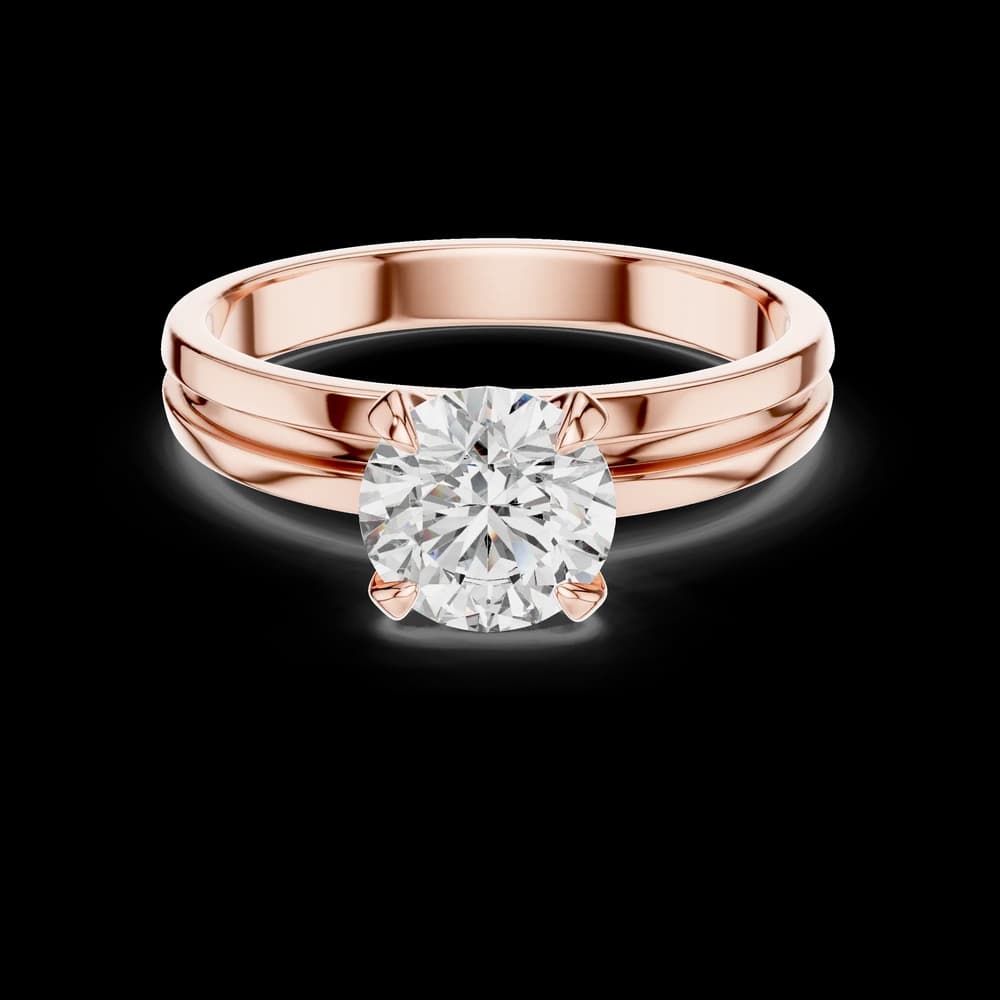 Round Solitaire Layered Band Lab Grown Diamond Ring - Image 1 Round Solitaire Layered Band Lab Grown Diamond Ring, view 1 of 4
