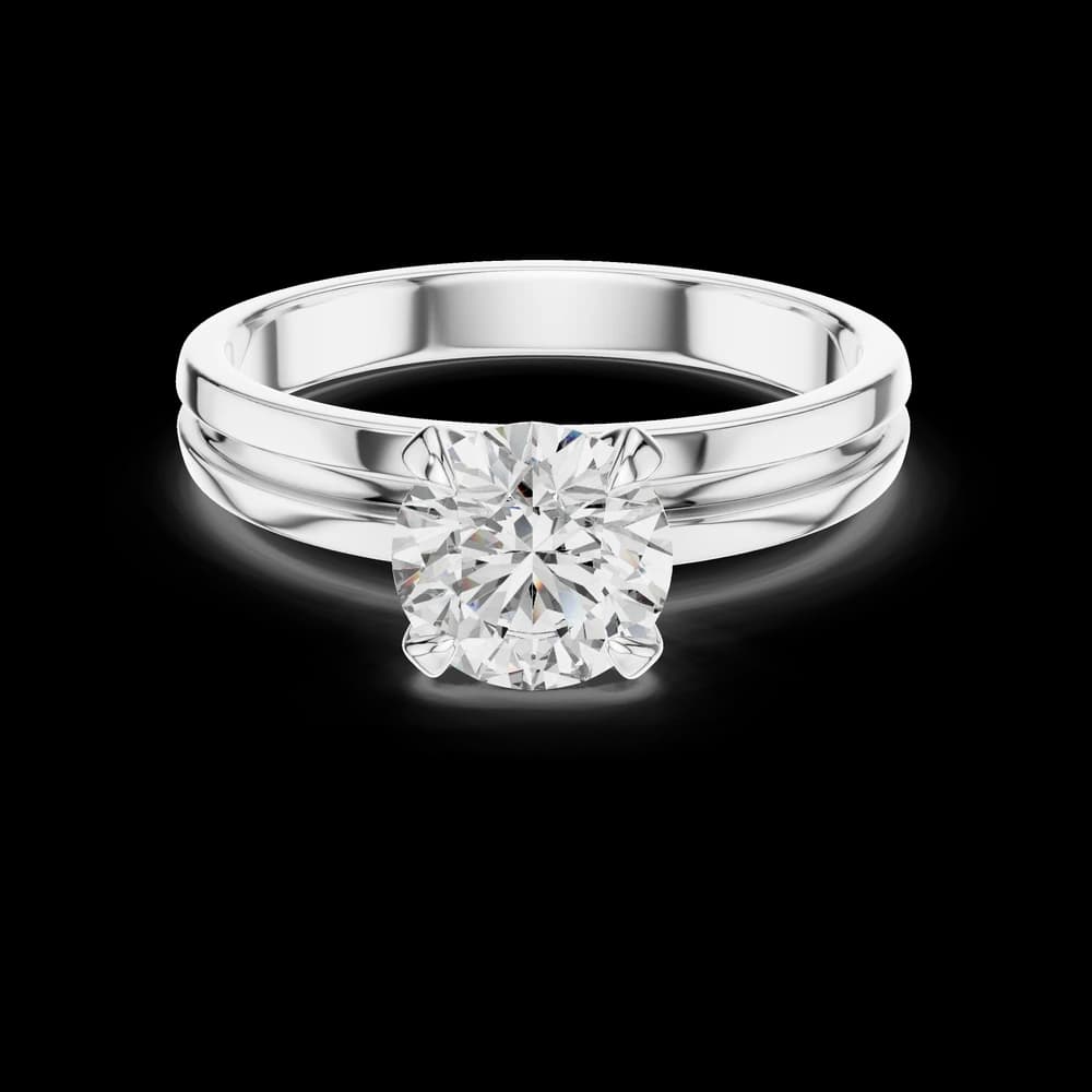 Round Solitaire Layered Band Lab Grown Diamond Ring - Image 2 Round Solitaire Layered Band Lab Grown Diamond Ring, view 2 of 4