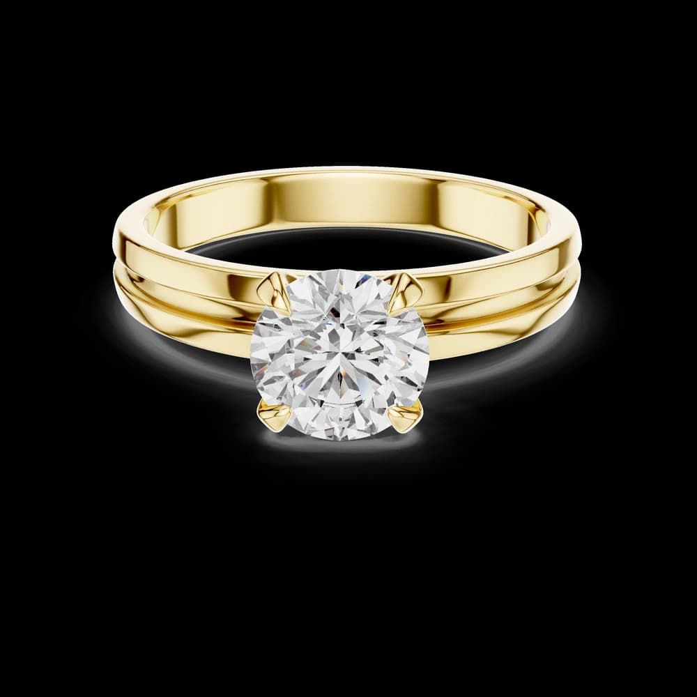 Round Solitaire Layered Band Lab Grown Diamond Ring - Image 3 Round Solitaire Layered Band Lab Grown Diamond Ring, view 3 of 4