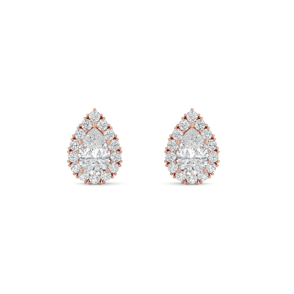 Dazzling Pear Halo Lab Grown Diamond Stud Earrings - Image 1 Dazzling Pear Halo Lab Grown Diamond Stud Earrings, view 1 of 4