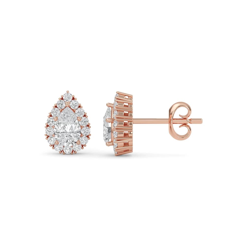Dazzling Pear Halo Lab Grown Diamond Stud Earrings - Image 2 Dazzling Pear Halo Lab Grown Diamond Stud Earrings, view 2 of 4