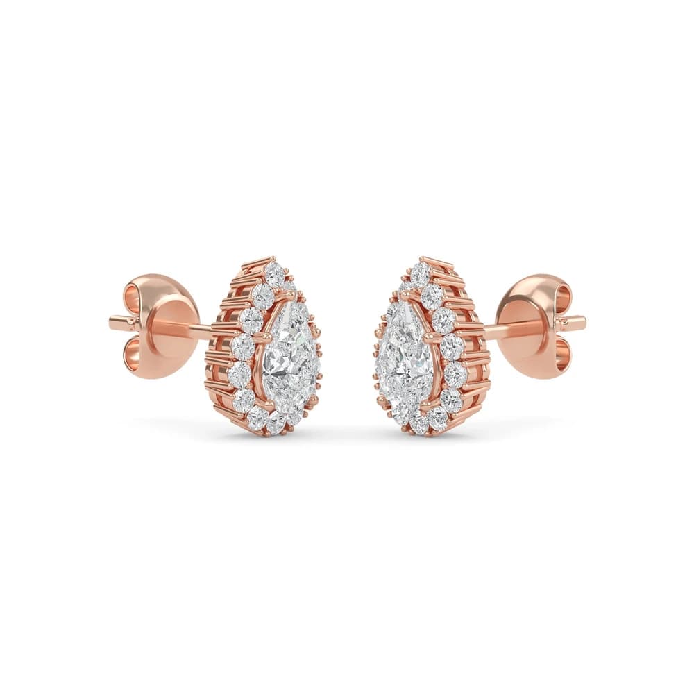 Dazzling Pear Halo Lab Grown Diamond Stud Earrings - Image 3 Dazzling Pear Halo Lab Grown Diamond Stud Earrings, view 3 of 4