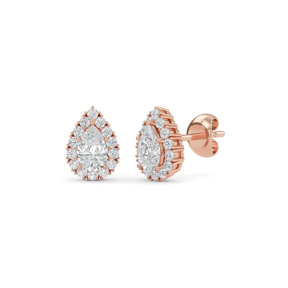 Dazzling Pear Halo Lab Grown Diamond Stud Earrings - Image 4 Dazzling Pear Halo Lab Grown Diamond Stud Earrings, view 4 of 4