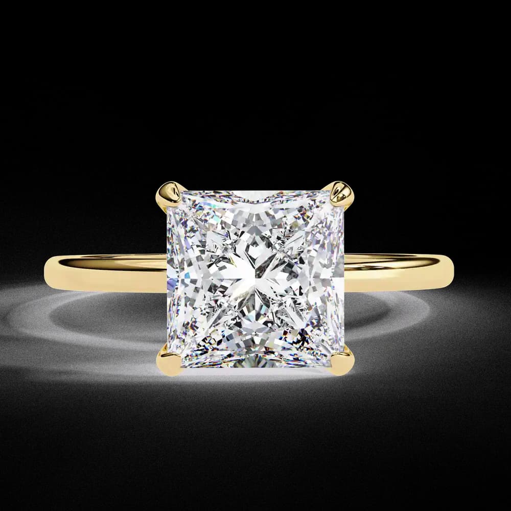 Dazzling Princess Cut Lab Grown Hidden Halo Diamond Ring - Image 1 Dazzling Princess Cut Lab Grown Hidden Halo Diamond Ring, view 1 of 13