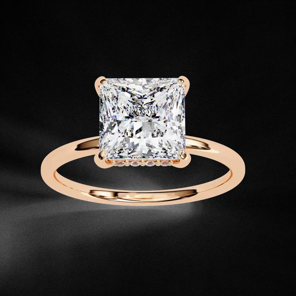 Dazzling Princess Cut Lab Grown Hidden Halo Diamond Ring - Image 2 Dazzling Princess Cut Lab Grown Hidden Halo Diamond Ring, view 2 of 13