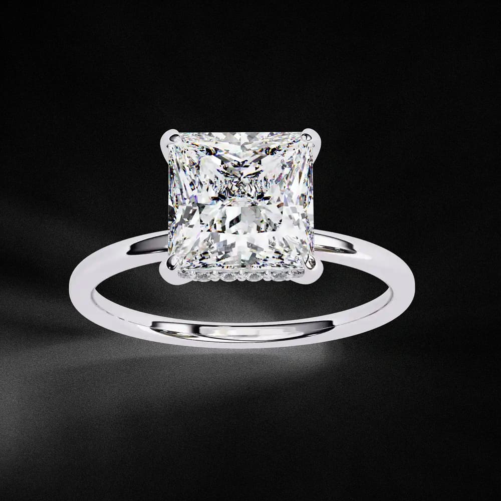 Dazzling Princess Cut Lab Grown Hidden Halo Diamond Ring - Image 8 Dazzling Princess Cut Lab Grown Hidden Halo Diamond Ring, view 8 of 13