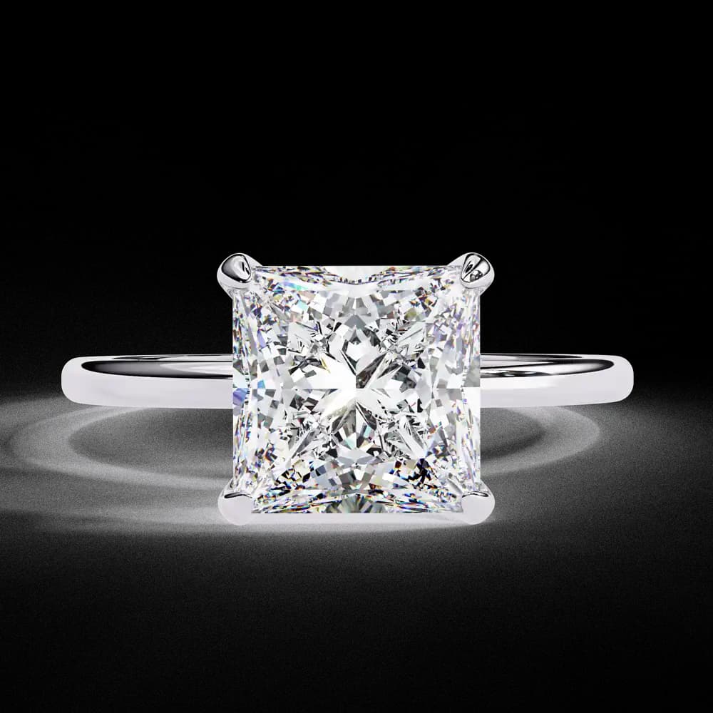 Dazzling Princess Cut Lab Grown Hidden Halo Diamond Ring - Image 9 Dazzling Princess Cut Lab Grown Hidden Halo Diamond Ring, view 9 of 13